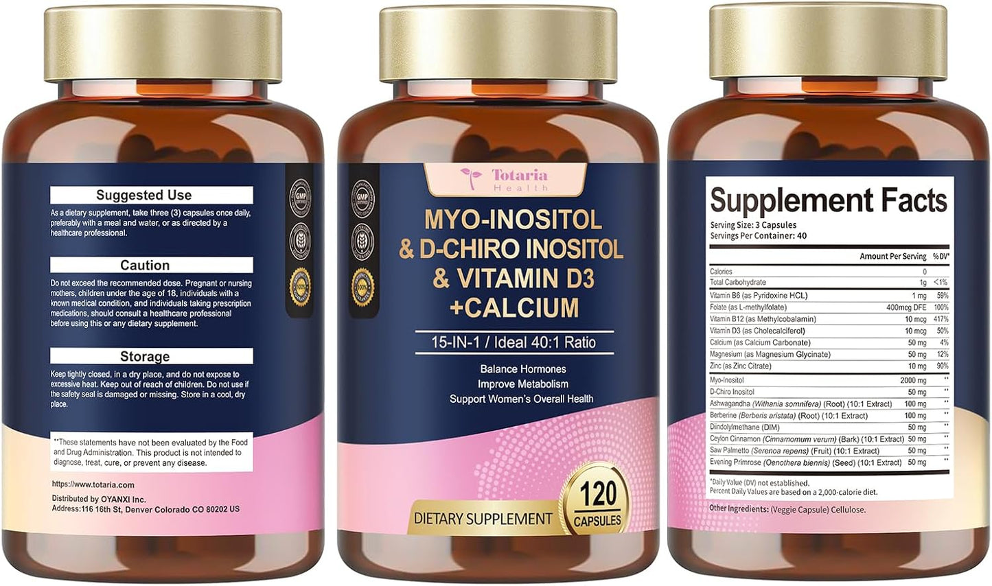 Suplemento Inositol y D-Chiro Vitamina D3 Calcio