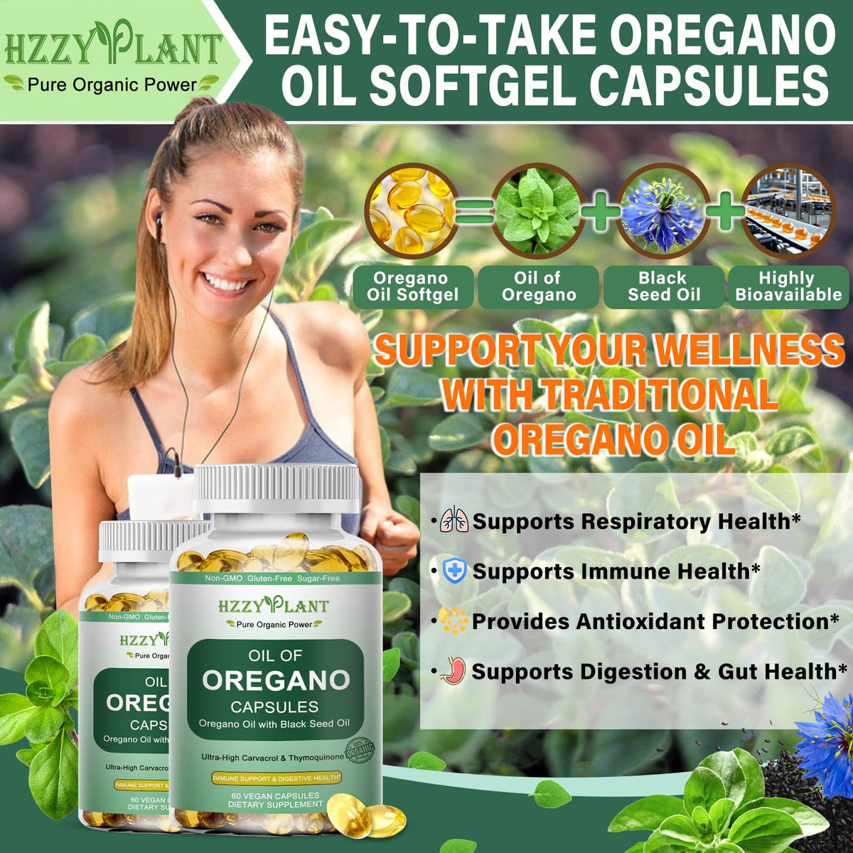 Aceite De Oregano Con Capsulas Blandas De Aceite De Semilla
