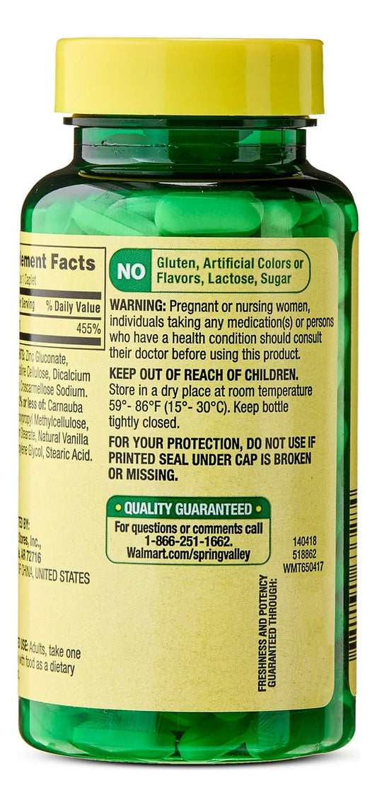 Zinc 50 Mg Spring Valley 200 Tabletas