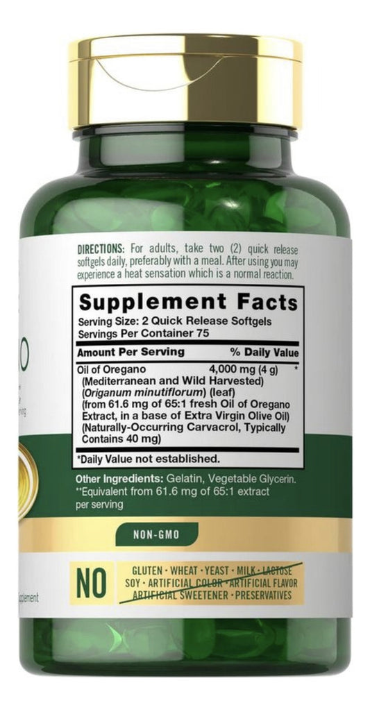 Extracto Aceite Oregano 4000Mg 150 Capsulas Carlyle