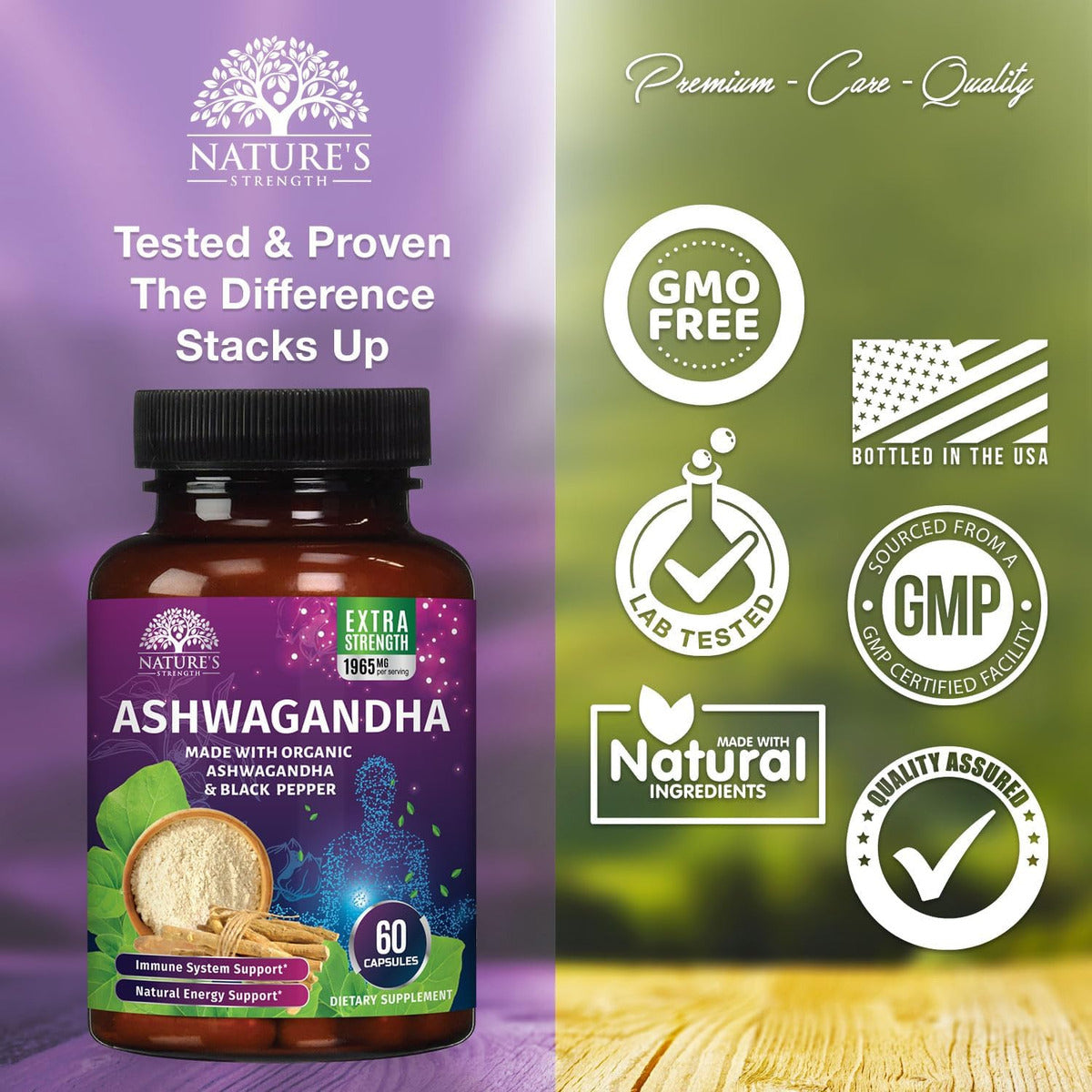Ashwagandha Orgánica Extra Fuerte 1950 Mg Polvo Antioxidante