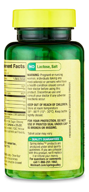 Papaya Enzyme Spring Valley 180 Pastillas Masticables