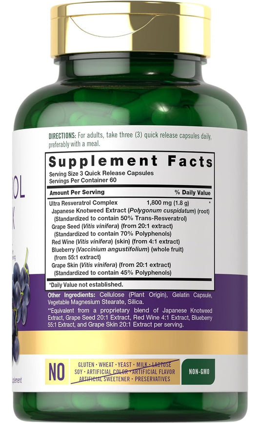 Resveratrol Complex 1800mg Antioxidante Premium 180 Cap