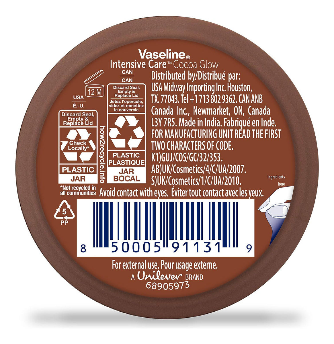 Vaseline Cuidado Intensivo Crema Corporal Cocoa Glow 75 ml