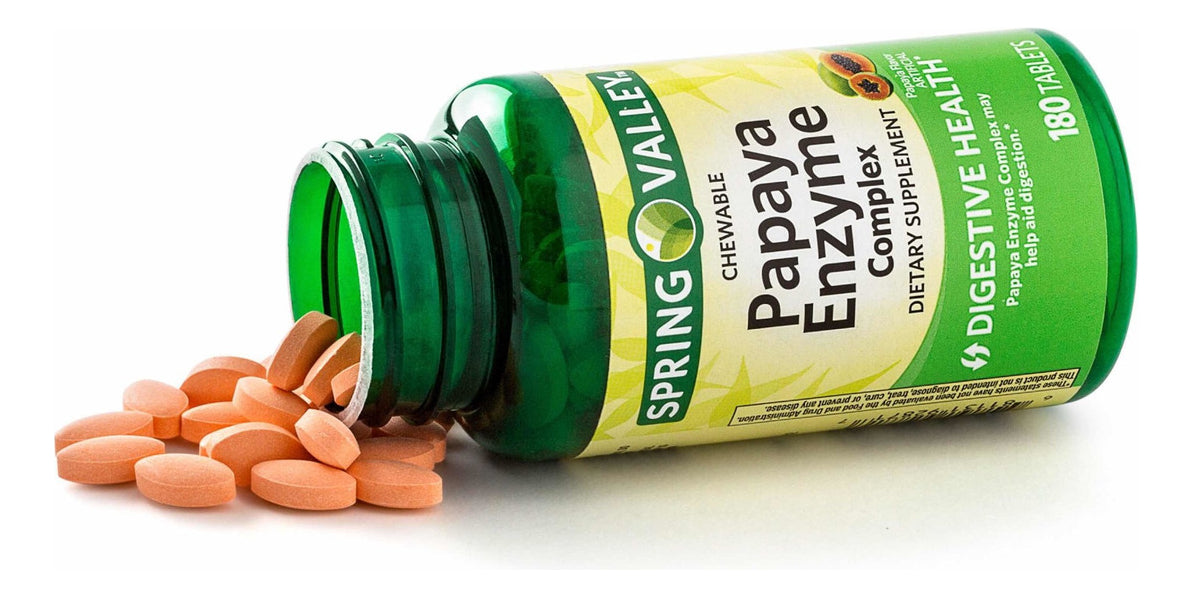 Papaya Enzyme Spring Valley 180 Pastillas Masticables