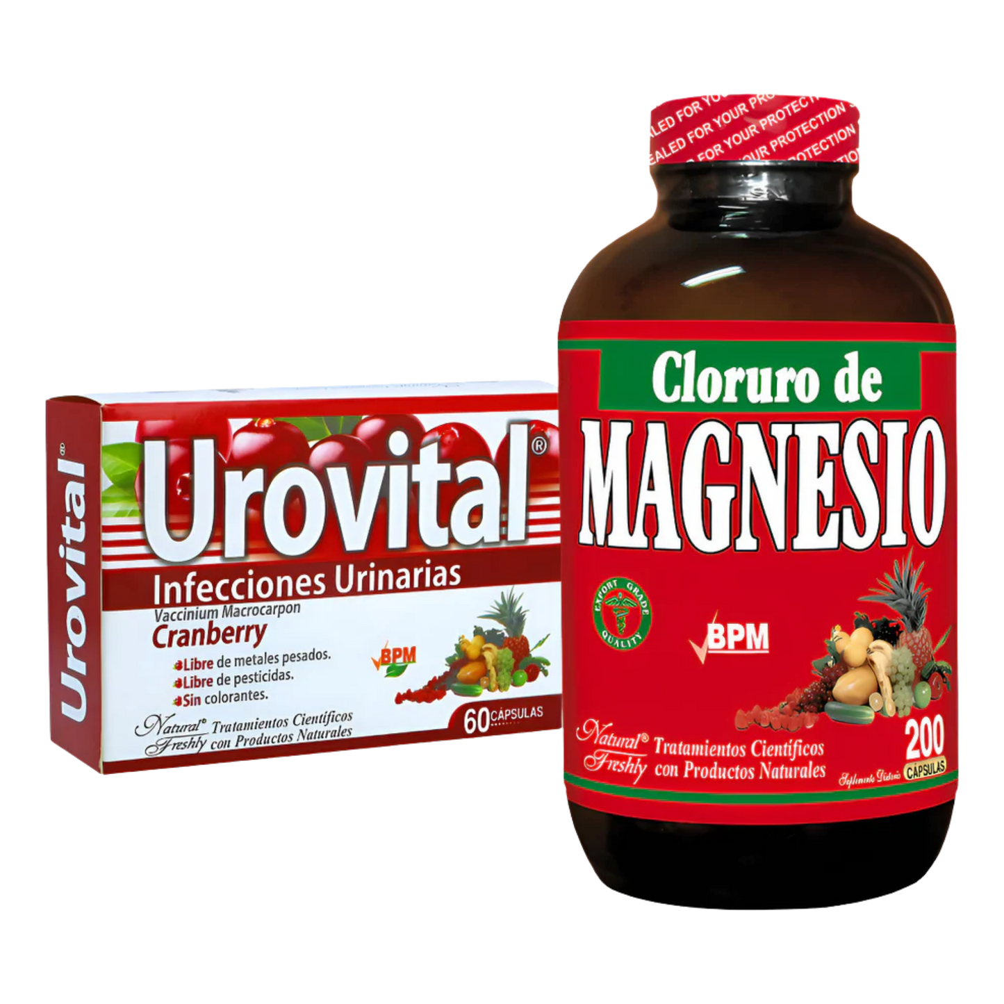 Kit Protección Urinaria Y Equilibrio Mineral  Urovital Cranberry 60 Cápsulas + Cloruro De Magnesio 200 Cápsulas | Marca Natural Freshly Sin Sabor