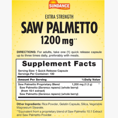 Saw Palmetto Sundace 1200 Mg 100 Tablets