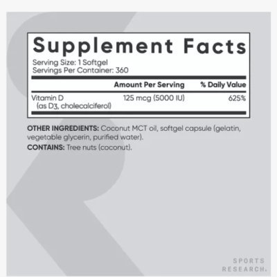 VITAMIN D3 5000 360 SOFTGELS