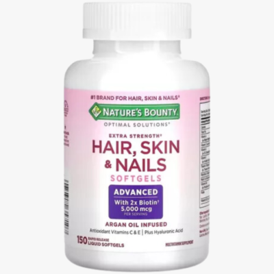 HAIR SKIN NAILS NATURES BOUNTY 150 SOFTGELS 5000MCG